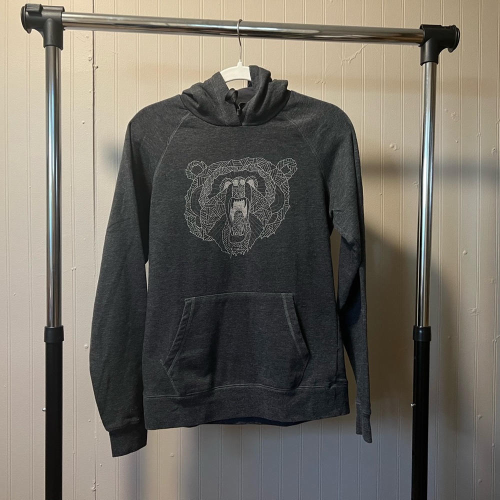 The North Face Pullover Hoodie - Geometric Bear Face - Gray - Size Medium